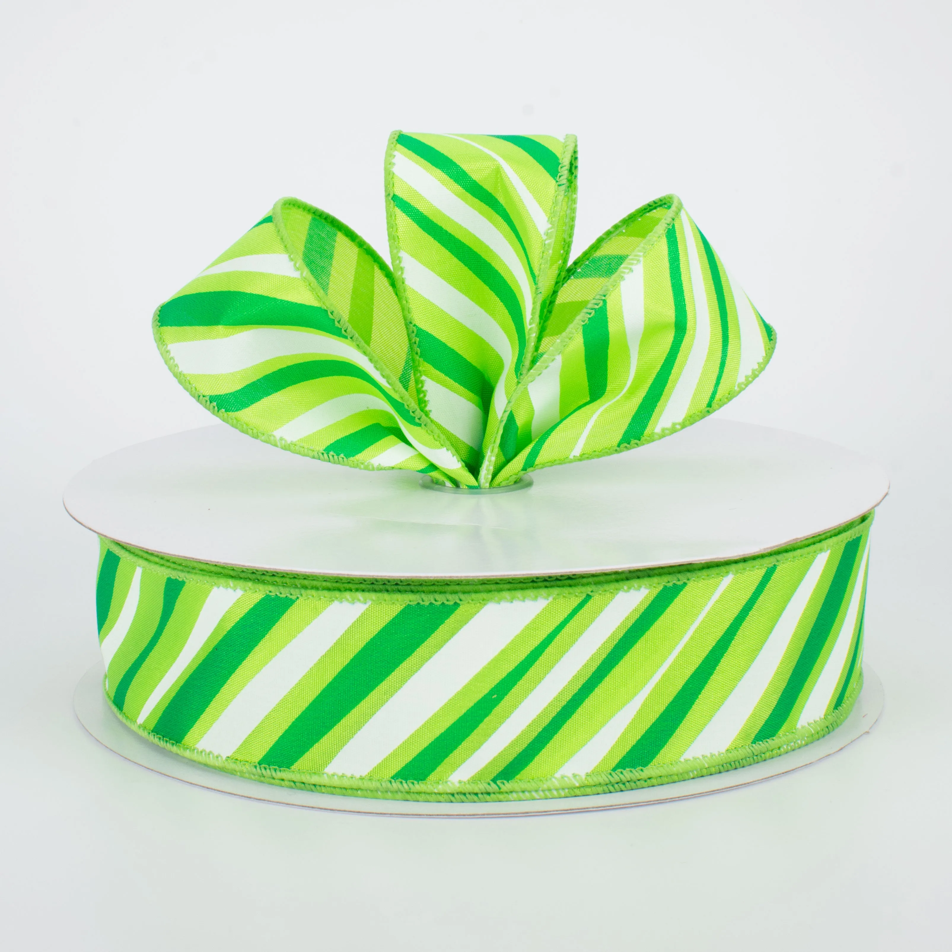 1.5" Brushstroke Stripe Ribbon: Green (50 Yards)